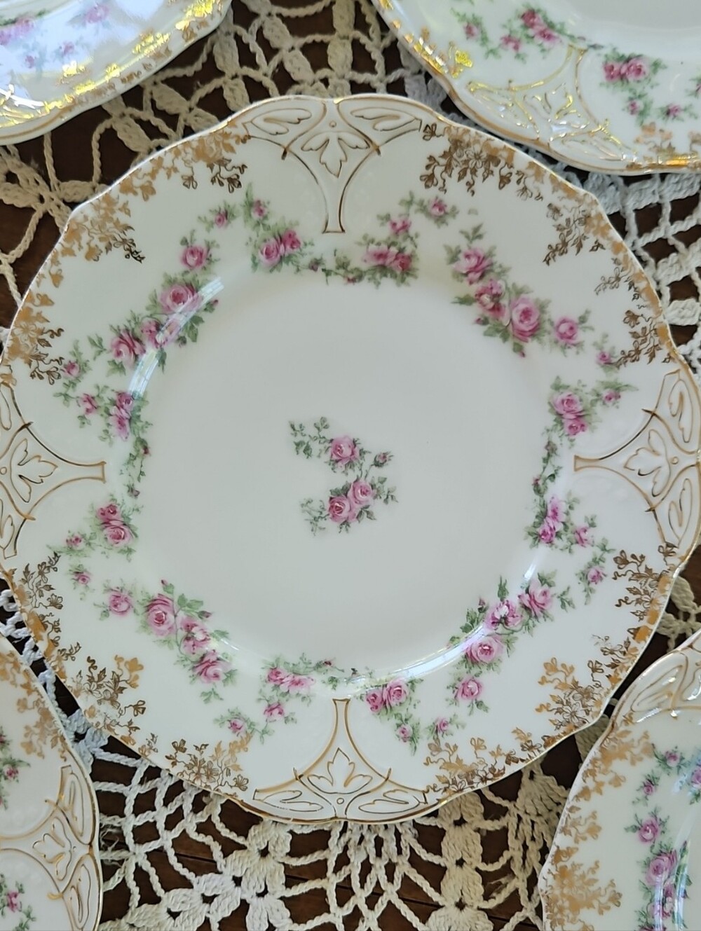 Antique Ohme Silesia Porcelain Salad/Sandwich Plates (Set Of 5)